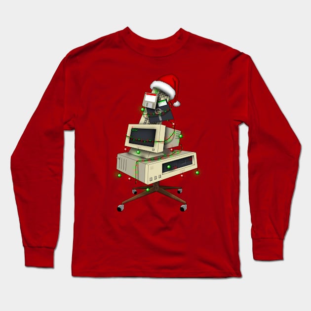 Retro Computer Christmas Tree! Long Sleeve T-Shirt by BGL